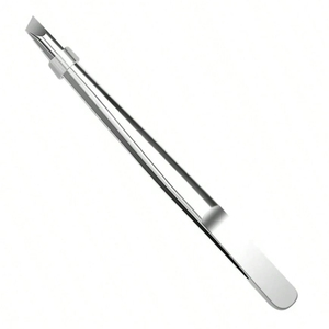 Pince à épiler personnalisée avec logo, vente en gros, qualité professionnelle, acier inoxydable, pointe inclinée, fabricant OEM/ODM, outil de beauté de précision - Product Image 1