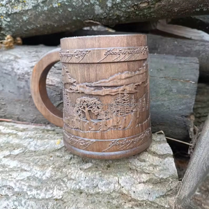 Tasse en bois faite à la main pour la maison bureau hôtel tasse à bière en bois tasse à thé de l'Inde - Product Image 1