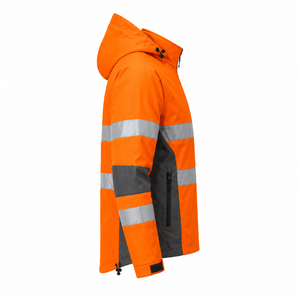 High Visibility <b>Reflective</b> Safety <b>Jacket</b> Water Resistant Orange Graphite Hooded <b>Mens</b> Industrial Workwear Custom Wholesale Shell - Product Image 3