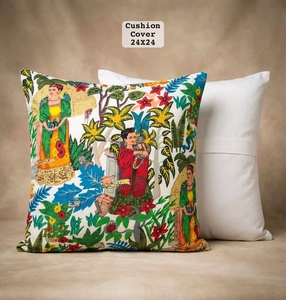 Hot Sale Hand Block Printed Square Cushion <b>Cover</b> 24x24 Inch Decorative Pillowcase Home <b>Sofa</b> Decor Envelope Closure - Product Image 2