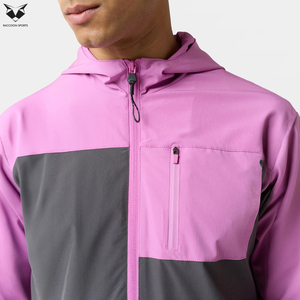 Conjunto de Pantalones Cortos y Chaqueta Deportiva Ligera con Capucha para Hombre, en Rosa y Gris, con Pantalones Cortos Deportivos Transpirables para Gimnasio - Product Image 6