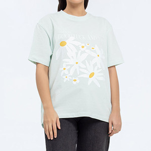 T-shirt personnalisé à col rond surdimensionné, coupe ample, manches courtes, imprimé floral, 100% coton, respirant, vêtements décontractés, printemps été - Product Image 1