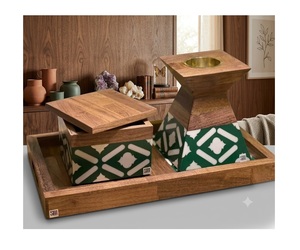 Juego de Quemadores de Incienso de Sándalo Ecológicos Hechos a Mano con Patrón Geométrico Verde - Ideal para Regalo - Product Image 3