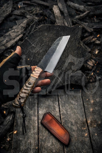 Cuchillo Santoku de Cocina de Acero al Carbono Personalizado OEM, Cuchillo de Chef Hecho a Mano para Cortar Carne de BBQ, Mango de Cuerno de Carnero, Regalo Ideal - Product Image 6