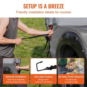 Tenda da campeggio impermeabile a doppio strato per cassone di pick-up da 5.5FT/6FT con strato antipioggia e borsa per il trasporto - Capacità 2 persone - Product Image 3