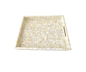 Bandeja de diseño elegante con incrustaciones de nácar, bandeja de servir de nácar, bandeja de MDF, bandejas decorativas, bandeja de resina a un precio muy bajo. - Product Image 1
