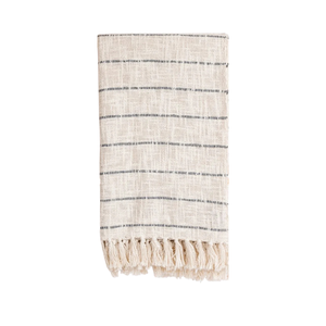 Beige Colour Handmade Bohemian Striped Linen Cotton Throw Blanket With Fringe <b>Edge</b> Rectangular Woven Home Decor All Season Use - Product Image 3