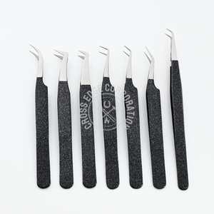 Pince à épiler professionnelle pour extensions de cils à pointe en fibre, 45 et 90 degrés, pour volume et isolation, ensemble de pinces - Product Image 1