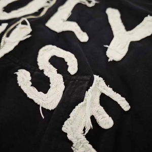 เสื้อฮู้ดซิป Holy Uprise ทรงโอเวอร์ไซส์ สตรีทแวร์ ผู้ชาย ผ้าฝ้ายถัก 100% ปักโลโก้ด้านหน้าด้วยมือ แขนเสื้อปกติ สำหรับฤดูใบไม้ร่วง - Product Image 2