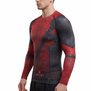 Conjunto de Rashguard de Manga Larga para Hombre, para BJJ, MMA y Muay Thai, Pantalones Cortos de Compresión para Jiu Jitsu No Gi, Spandex/Nylon, UPF50+, Transpirable - Product Image 2