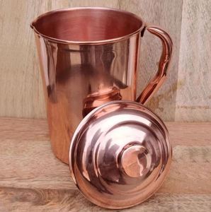 <b>Copper</b> jug set for spill resistant usage <b>handling</b> water metal set with glasses durable reusable <b>kitchen</b> dining drinkware - Product Image 3