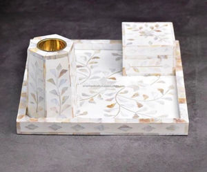 Bandeja con incrustaciones de hueso Quemador de incienso con incrustaciones de hueso Juego de caja acrílica para decoración del hogar a bajo precio de LUXURY CRAFTS - Product Image 2
