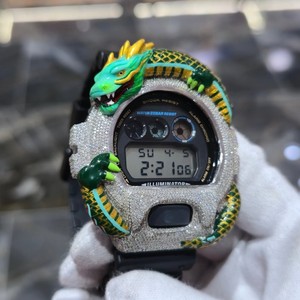 Reloj Digital Green Dragon Iced con Brillo, Cronómetro, Personalizado, de Lujo, con Caja de Acero Inoxidable para el Movimiento, Correa de Goma para Hombre - Product Image 4