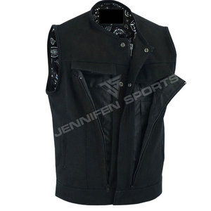 High Quality Casual Cotton Canvas Fabric Motorbike Vest Wholesale Breathable Outerwear Multi Pocket Inside <b>Bandana</b> Lining - Product Image 2