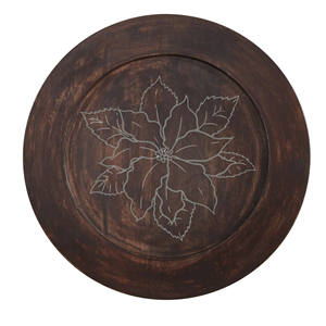 Assiettes de présentation en bois naturel de 13 pouces en gros pour mariages |   Assiette en bois durable découpée au laser avec motif familial pour les fêtes - Product Image 6