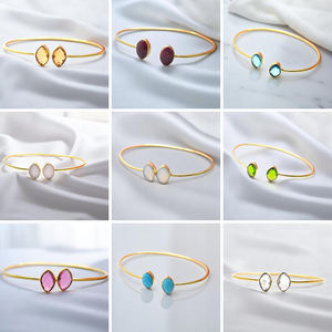 Bracelet manchette en quartz tourmaline rose en argent sterling 925 – Bracelet en pierres précieuses plaqué or fait main - Product Image 2