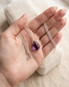 Amethyst Necklace Pendant Natural Purple Crystal Gemstone Handmade Silver Healing Fashion Jewelry Necklace - Product Image 2