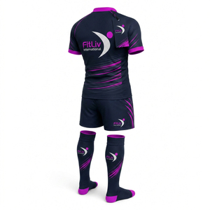 Ventes en gros d'ensembles d'uniformes de rugby pour adultes unisexes, vêtements de sport respirants et durables en polyester, design de logo personnalisé, sublimation - Product Image 3