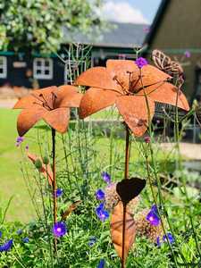 Piquets de jardin en aluminium style simple, motif marguerite, décoration extérieure, design rustique pour cour et patio, 13-15 cm - Product Image 5