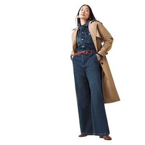 Mono vaquero premium de mujer, de pierna ancha, informal, venta al por mayor directa de fábrica - Product Image 1