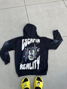 Sudadera con capucha unisex personalizada, ecológica, de color liso, con lavado ácido y bordado de pedrería, suministro ODM de primavera - Product Image 2