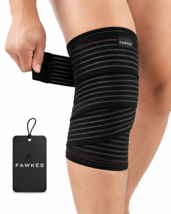 Genouillère FAWKES rayée noire et bleue, élastique, de compression, pour homme, ajustement réglable, qualité supérieure, prix abordable, personnalisable - Product Image 4