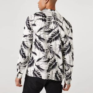 เสื้อเชิ้ตฮาวายลายดอกไม้ผ้าป๊อปลินย้อมสีแบบผูกโบว์ แขนยาวสำหรับผู้ชาย ผ้าถัก ระบายอากาศได้ดี เสื้อฤดูร้อนสำหรับผู้ใหญ่ - Product Image 3