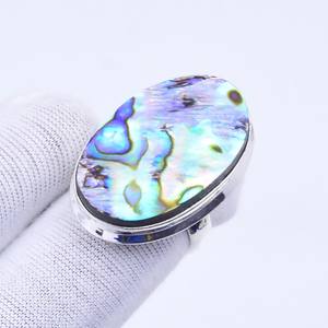 Anillo de Concha de Abulón con Piedras Preciosas, Hecho a Mano, Plata de Ley 925, Joyería Boho, Regalo para Mujeres y Hombres - Product Image 6