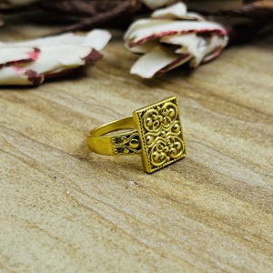 Trendy Design Filigree <b>Rings</b> Boho Brass Square Women 18k Gold Plated Geometric Geometric Statement Wholesale/OEM/ODM - Product Image 3
