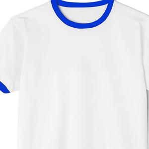 White Men's <b>Short</b> <b>Sleeve</b> T-Shirt With Blue Contrast Trim O-Neck Regular Fit Casual Solid Color Knitted Cotton - Product Image 6