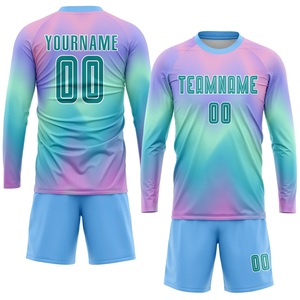 ชุดเสื้อฟุตบอลสีน้ำเงินดีไซน์ใหม่ปี 2026 สำหรับผู้ชาย แขนสั้นและแขนยาว คอกลม พิมพ์ลายแบบ Sublimation ระบายเหงื่อได้ดี - Product Image 3