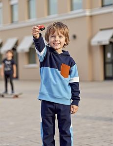 Conjunto de Sudadera con Capucha y Pantalones Deportivos para Niños y Niñas, Traje Deportivo de Algodón y Felpa para Invierno y Otoño - Product Image 6