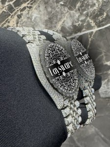 Reloj de pulsera de lujo de alta gama con diamantes de moissanita, esfera redonda, completamente cubierto de diamantes, estilo hip hop, para hombre y mujer - Product Image 4