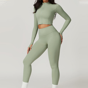 Women Sports <b>Bra</b> Leggings And Jacket Sets In <b>Low</b> MOQ High Quality Material Made Active Wear Women Yoga Set - Product Image 4