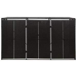 Black Triple <b>Wheelie</b> <b>Bin</b> Shed 81.5"x31.5"x46.1" Poly Rattan Material <b>Storage</b> Solution - Product Image 3