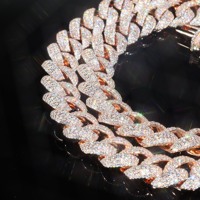 Chaîne cubaine en argent massif 925 de style hip-hop, chaîne cubaine en moissanite de luxe, bijoux de rappeur