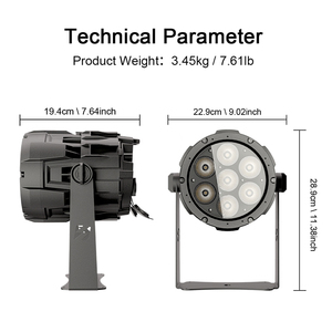 ไฟ LED Par Light รุ่น SHEHDS IP66 กันน้ำ 7*18W RGBWA UV 6in1 DMX512 ควบคุมผ่านแอพ WiFi สำหรับงานเวทีกลางแจ้ง - Product Image 3