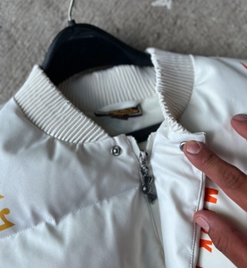 Custom Mens High Quality All Over Print <b>Puffer</b> <b>Jacket</b> Wholesale <b>White</b> Multi Logo Print Bubble Coat - Product Image 4