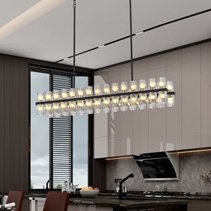 Lampadario di Lusso Rettangolare in Cristallo (L005030 D54 P60B/W1340P310780) con Cornice Nera e Cristalli K9 per Lampadari e Lampade a Sospensione - Product Image 3