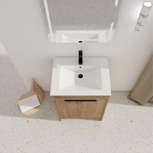 Mobile Bagno Freestanding Bianco con Lavabo in Ceramica da 24 Pollici e 2 Ante con Chiusura Ammortizzata Modello BVB02424IMO G BL9060B Imballaggio KD - Product Image 6