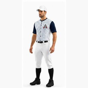 Uniforme de Béisbol Personalizado de Primera Calidad, Jersey a Rayas Blanco y Azul Marino para Hombre, Transpirable, de Poliéster, Talla Adulto, Servicio OEM - Product Image 3