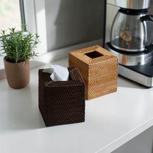ISLA Dispensador de pañuelos de ratán tejido a mano, organizador decorativo de mimbre para toallitas y servilletas, para inodoros, oficinas, mesas de comedor, OEM - Product Image 1