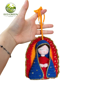 Poupée de prière en crochet faite à la main, Vierge Marie, figurine religieuse catholique avec chapelet, couronne, décoration chrétienne pour la maison, cadeau décoratif - Product Image 2