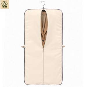 Housse de costume en toile de coton avec fermeture éclair intégrale 65x140x10 cm, logo personnalisé, vente en gros, fabrication sous marque privée - Product Image 1