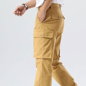 Pantalon cargo élégant pour homme, pantalon de travail utilitaire, plusieurs poches, toile de coton, coupe droite, streetwear, vêtements décontractés pour l'extérieur - Product Image 6