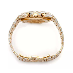 Montre Homme Quartz en Acier Inoxydable avec Cadran en Verre, Bracelet 20mm, Style Hip Hop, Sertie de Moissanite et Diamants VVS, Lunette Personnalisée - Product Image 4