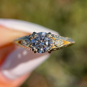 0.80 Carat Lab-Grown Round Cut Diamond <b>Ring</b> Classic 14K Yellow Gold Rhodium Plated Engagement & Wedding Jewelry - Product Image 1