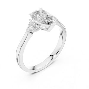 แหวนเพชรทรงหยดน้ำและทรงสามเหลี่ยมเพชรพลอยสีขาว 14K สำหรับผู้หญิง |   ของขวัญวันครบรอบ |   เพชรที่เพิ่งเพาะเลี้ยง - Product Image 4