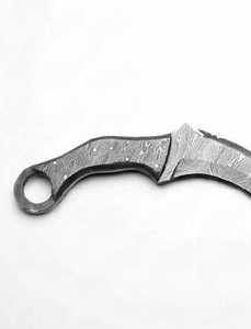 Handcrafted Damascus Steel Curved Utility Knife Full Tang Outdoor <b>Craft</b> Slicing <b>Tool</b> Pattern Scale Handle OEM Iron Crown Forge - Product Image 4