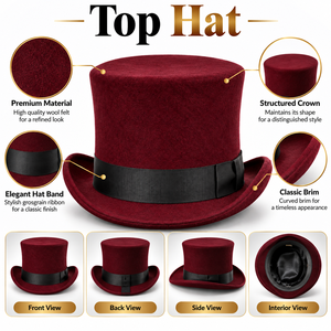 Modern <b>Top</b> <b>Hat</b> With Premium Durable Fabric Comfortable Fit Lightweight Construction Elegant Style Smooth Finish Custom Design - Product Image 6